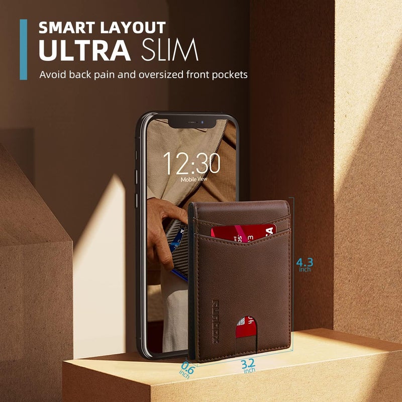 RUNBOX Wallet for Men Slim Rfid Leather 2 ID Window With Gift Box - Image 3